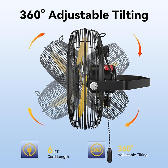 2PCS 12 Inch Wall Fan Pro Series - Indoor High Velocity Wall Mount Fan for Commercial, Residential, Warehouse, Covered Patio, Shop, Garage, Barn, Gazebo 3 Speed 2800 CFM UL Safety Listed