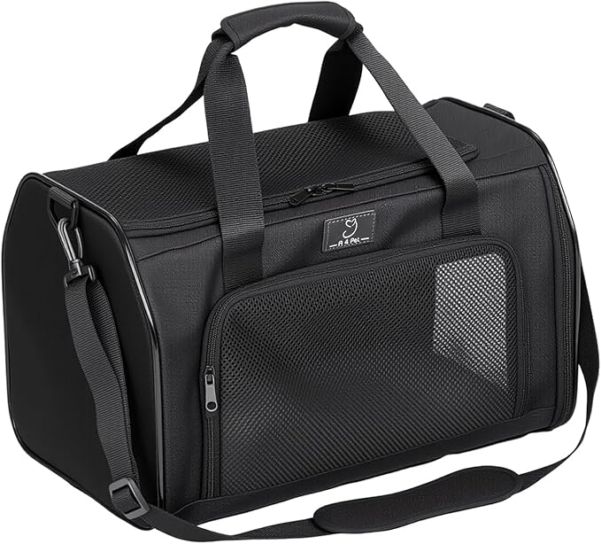A4Pet Cat Carriers Dog Carrier Pet Carrier, TSA Airline Approved Small Dog Carrier for Cats Dogs Puppies (Up to 15lbs), Washable Soft-Sided Collapsible Travel Puppy Carrier