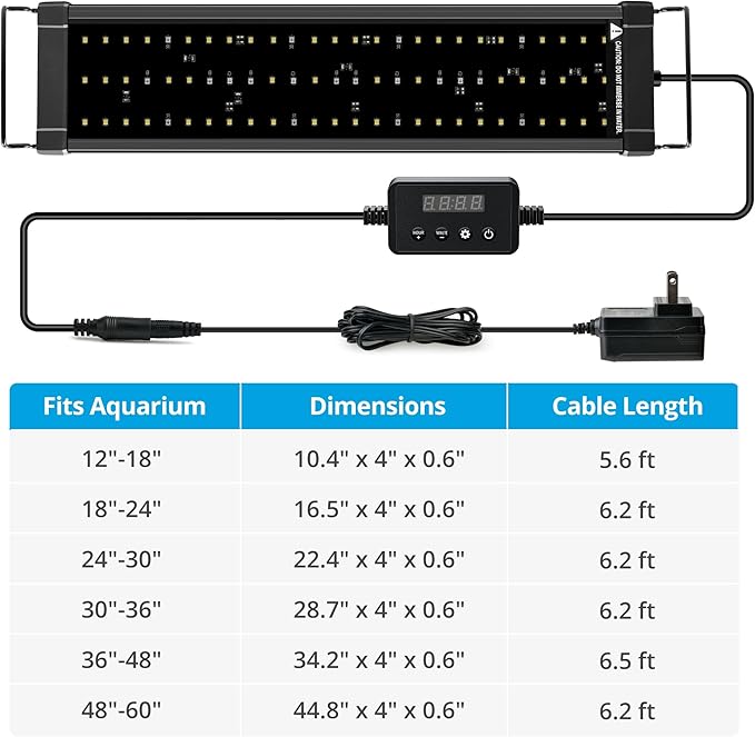 NICREW ClassicLED Plus LED Aquarium Light with Timer, 10 Watts, for 12 to 18 Inch Fish Tank Light, Daylight and Moonlight Cycle