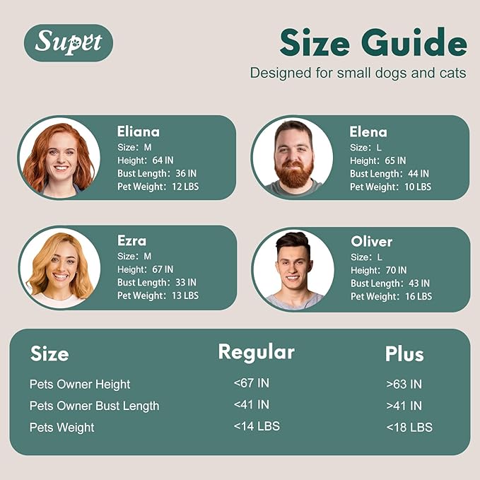 Supet Dog Sling Carrier for Small Pets, Hands Free Cat Sling, Reducing Back Neck Pain Anti-Anxiety Puppy Front, Adjustable Soft Dog Carrying (Black, Regular)