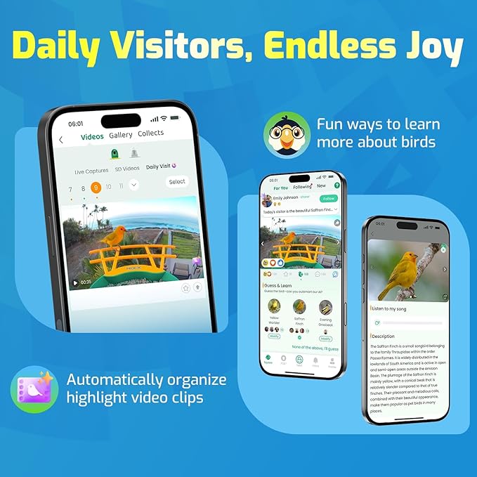 HIXX Smart Bird Feeder with Camera, AI Identify Birds & Auto Capture, 2K HD Live Camera Birdwatching with Color Night Vision for Bird Lovers Gifts (Forest Green)