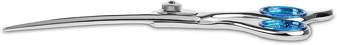 Laazar Pro Pet Grooming Scissors, Premium Steel Dog Grooming Shears with Blue Handles, Long-Lasting Sharp Blades (Curved, 7 Inches)