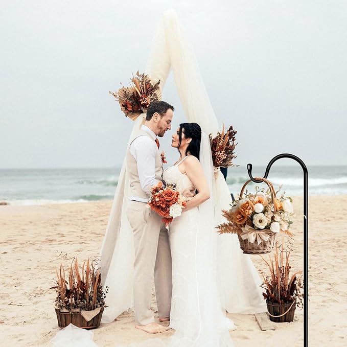 Shepherds Hooks for Outdoor 42 Inch Garden Bird Feeder Pole with 5 Prongs Base Adjustable for Hanging Flower Basket Plant Pot Solar Lantern Light Wind Chime Hanger for Wedding Decor 1 Pack