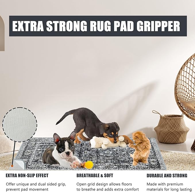 Washable Pee Pads for Dogs, (2 Pack, 36"x42") Upgrade Reusable Puppy Pads with Non-Slip Rug Pad, Super Thickening Absorbent Leakproof Dog Traning Pads Whelping Pad for Dogs, Doggie(Black)