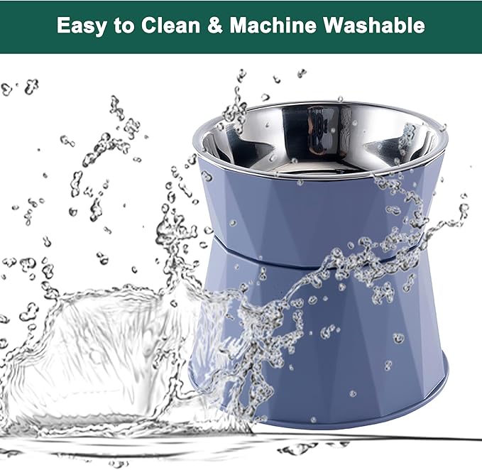 Elevated Cat Bowls for Food and Water 2Pcs, Raised Cat Food Bowls Beneficial for Digestion, Resonable Height, Whisker-Relief, Easy to Clean, 13oz(White)