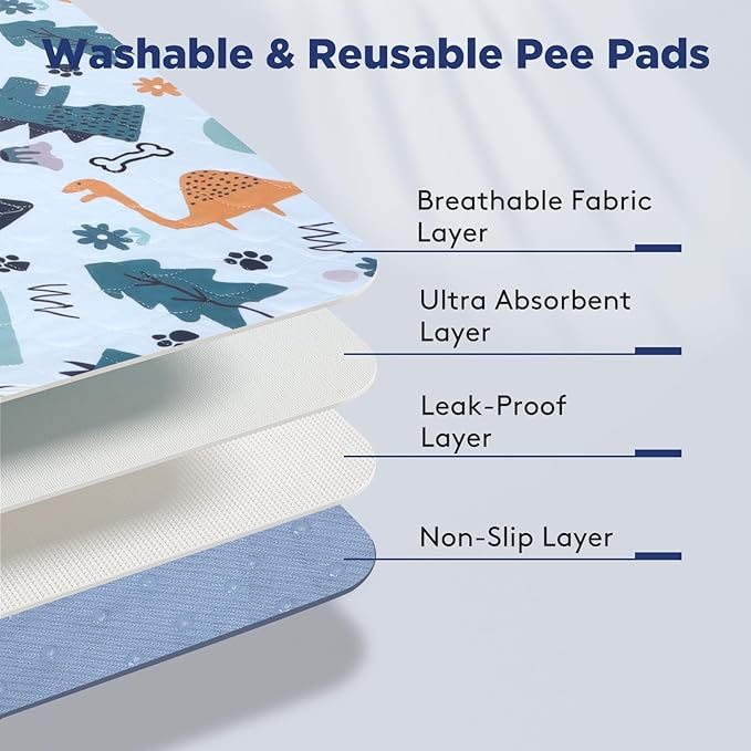 Washable Pee Pads for Dogs, 2 Pack Large 48"x48" Super Absorbent Reusable Pads for Dog Training Pads, 100% Waterproof Non-Slip Pee Pads Whelping Pads Dog Playpen Pads Crate Mat Bed Pads Dog Products