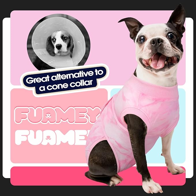 FUAMEY Recovery Suit for Dogs After Surgery,Soft Breathable Dog Bodysuit E-Collar & Cone Alternative Surgical Suit,Male Female Dog Neuter Spay Suits Anti Licking Wounds Onesie Pink Tie Dye M