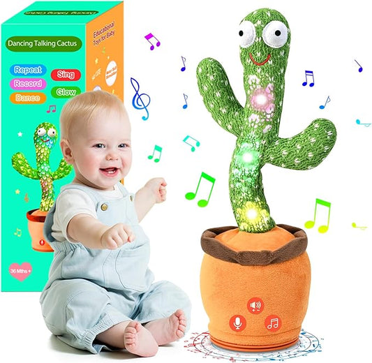 Dancing Talking Cactus Toy for Baby Toddler, Boys Girls Gifts Singing Mimicking Recording Repeating What You Say Baby Toys with 120 English Songs (Adjustable Volume)