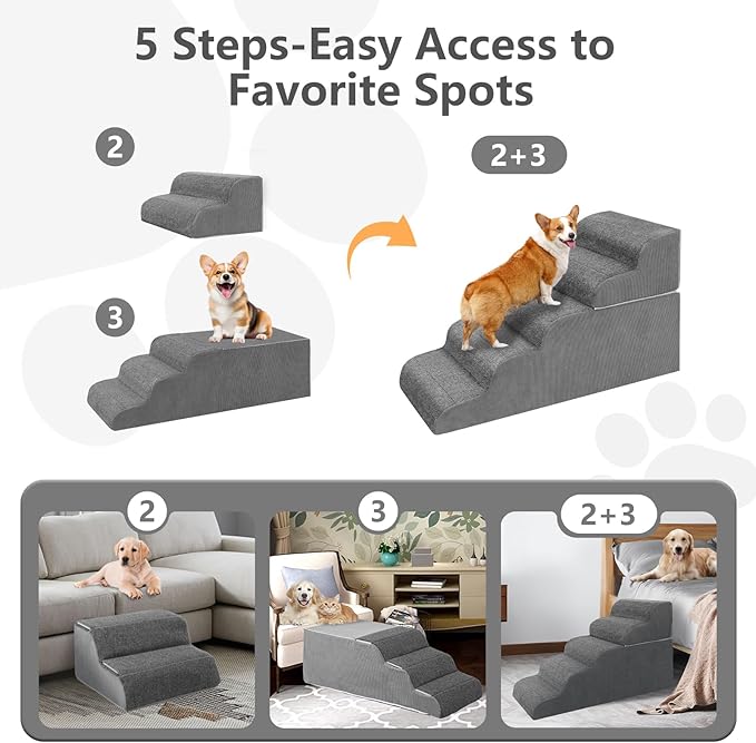π± π¦ππ²π½π Dog Stairs for High Beds, 21.3" Tall Pet Steps for Small to Large Dogs & Cats, Waterproof with Removable Cover & PE Support Board for Bed, Couch, or Car