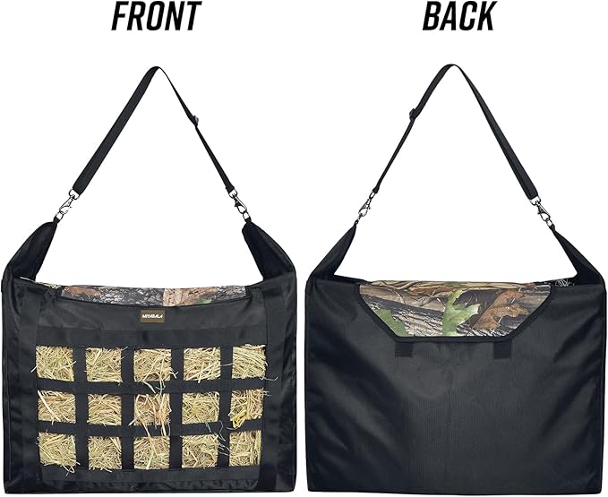 Hay Bag for Horses,Slow Feeder for Horse/Donkey/Goat, Premium 1680D Oxford Cloth,Easy to Fill and Hang with Extra Large Opening(Camo)