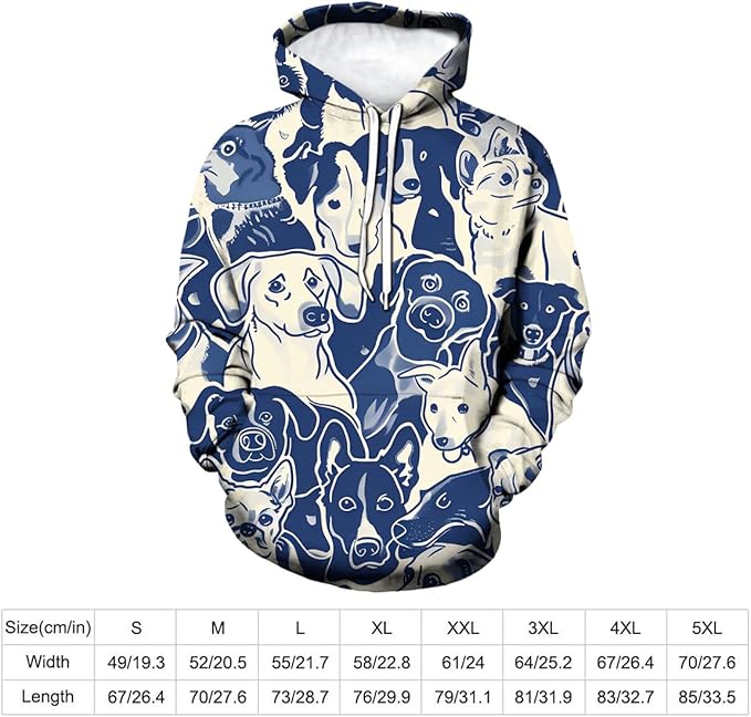 Unisex Adults 3D Dog Cat Printed Hoodies for Men Women Pullover Novelty Sweatshirts with Pockets