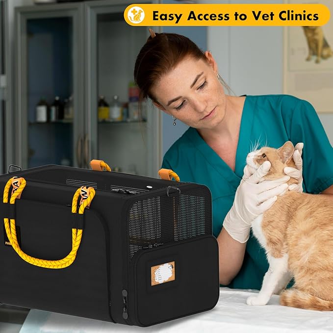 PAWZIDEA Expandable Pet Carrier Airline Approved, 18"×11"×11" Small Dog Carriers, Collapsible Top-Load Cat Carrier for 2 Cats Under Seat, Soft-Sided Puppy & Animal Travel Bag, ID Card, Up to 15lbs