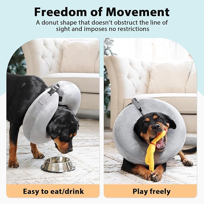 Crazy Felix Dog Donut Pillow Cone Collar Alternative After Surgery Soft Cone to Stop Licking Inflatable Dog Head Collar for Small Medium Dogs Chihuahua Pomeranian