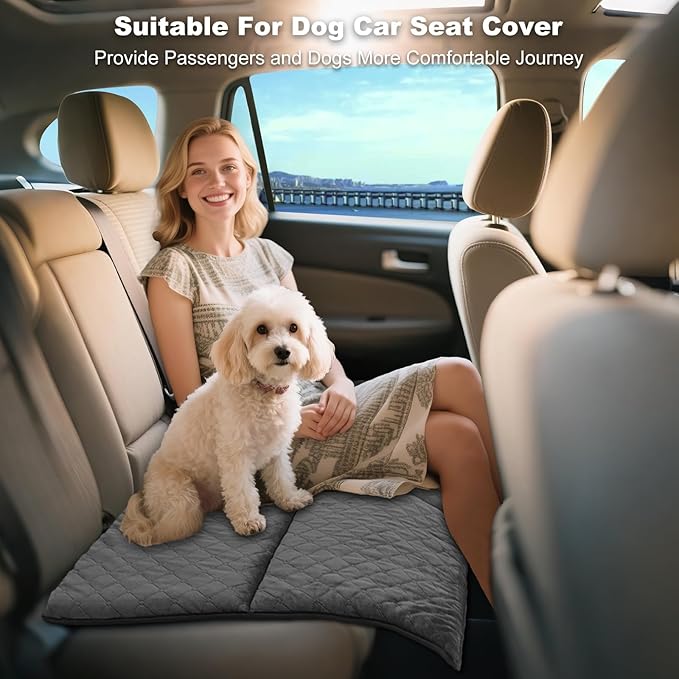 Car Backseat Dog Mat, Comfortable Non-Slip Cushion Suitable for Travel Dog Bed and Pet Home Sofa Blanket, Custom Mat for Car Backseat Extender and Seat Cover (Gray 51.2 x 23.6in)
