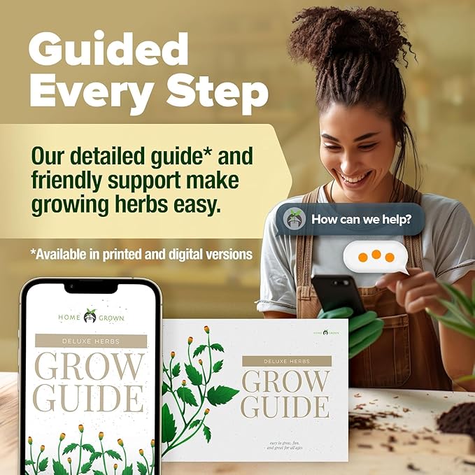 HOME GROWN π£π₯ππ ππ¨π  πππ₯π πππ§ 8 Herb Seeds Garden Kit, Complete Indoor Planter Gift with Basil Cilantro Mint & More, Unique Kitchen Growing Set for Women Men, Birthday Housewarming Present