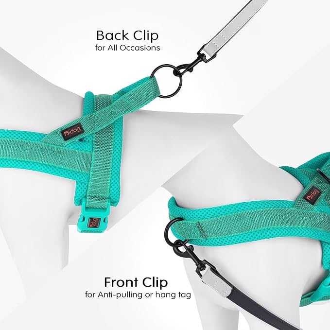Didog No Pull Dog Harness with Breathable Mesh Padded, Full Reflective & Quick Fit Adjustable Vest Harness, Easy for Training Walking for Small & Medium and Large Dogs (Green, L:Chest 26-32")