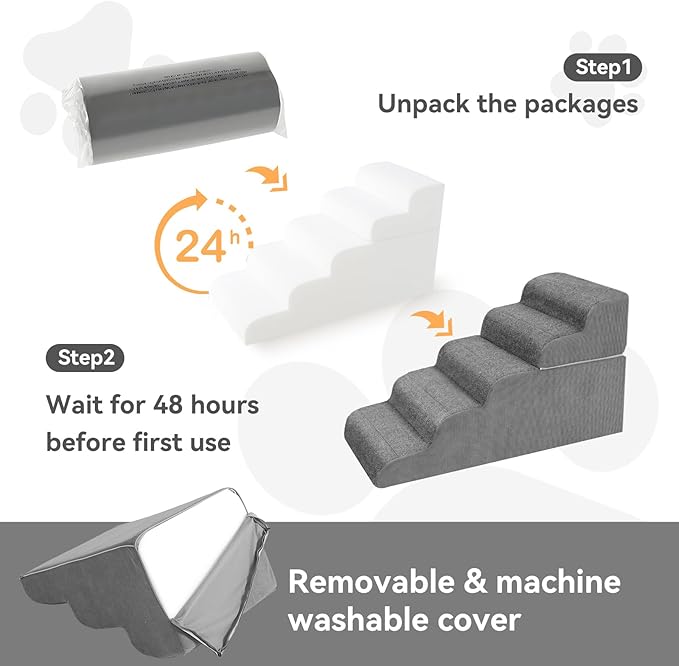 π± π¦ππ²π½π Dog Stairs for High Beds, 21.3" Tall Pet Steps for Small to Large Dogs & Cats, Waterproof with Removable Cover & PE Support Board for Bed, Couch, or Car