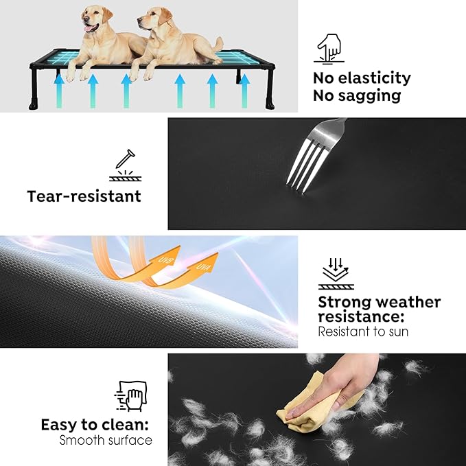 Veehoo Chew-Proof Elevated Dog Bed, Durable Training Platform for Large Dogs, Indoor/Outdoor Raised Pet Cot, Black, 41x27inches, Model CWC2420CP