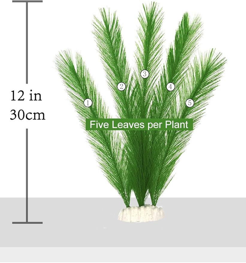 BEGONDIS Aquarium Decorations 3Pcs Fish Tank Artificial Green Water Plants Made of Silk Fabrics Plastic