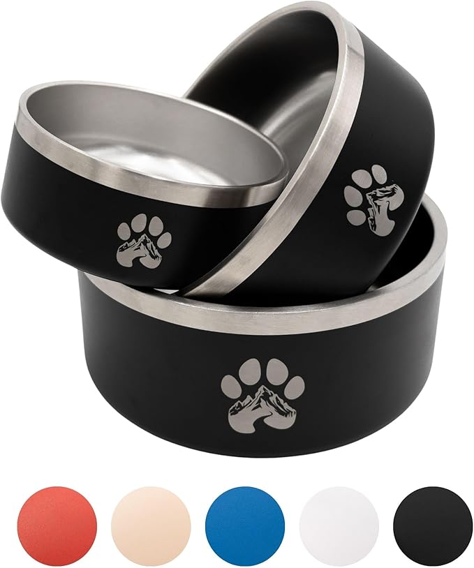 Stainless Steel Dog Bowl for Small-Large Dogs | Double Wall Insulated, Non-Slip Base Heavy Duty Water and Food Bowls for Dogs & Cats | Pet Safe BPA Free & Dishwasher Safe | 16 Oz - Blue