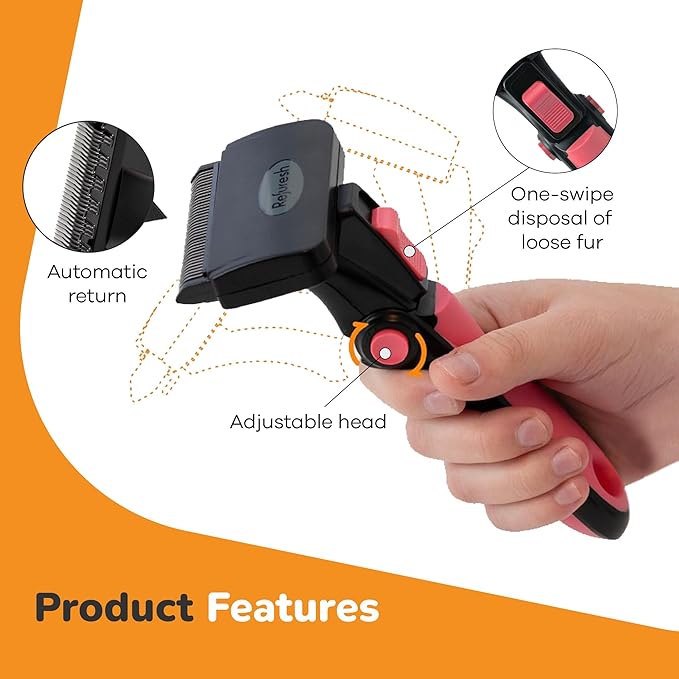 Deshedding Dog Brush for Long Hair (Small,Pink) – Gentle Deshedding tool for Dogs & Cats – Reduces shedding, without damaging topcoat. Removes Loose Fur & Dead Undercoat.