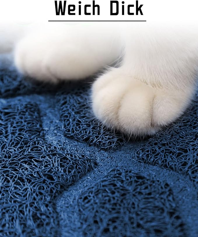 Yimobra Cat Litter Mat, 35.4"x23.6" Litter Box Mat with Litter Lock Mesh, Soft Cat Litter Mat Litter Trapping Mat, Easy to Clean, Non-Slip, Water Resistant, Litter Free Floors, Dark Blue