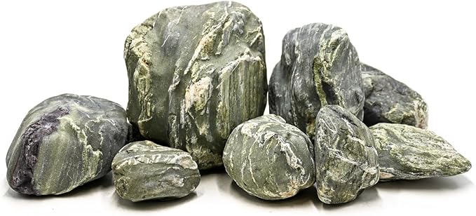 Aquarium Stone Green River Rock 40LB Rocks aquascaping Fish Tank Decor Rocks for Aquariums Fairy Gardens Model Railroads Dioramas Wargaming Mosaic Art(4-10inch / 7PCS)