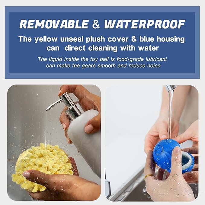 Interactive Dog Ball, Automatic Moving Toy Ball with Cover for Large Dogs, Self Rolling Best Boredom Toys for Gift, Dog Toys to Keep Them Busy(Orange, Medium 2.7in)