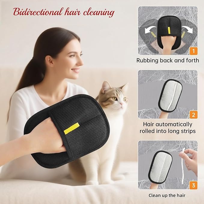 2Pcs Pet Hair Removal Gloves for Dogs and Cats, 2025 Upgraded Electrostatic Magic Hair Remover Glove