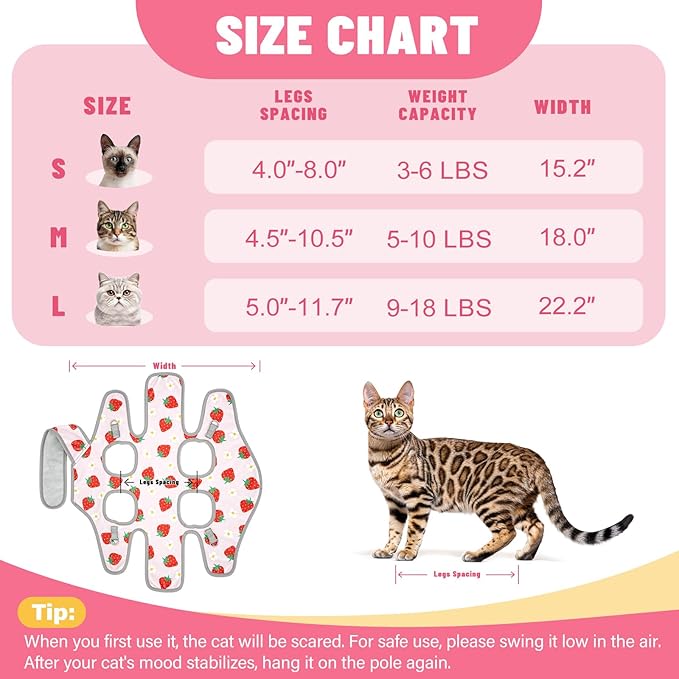 Supet Cat Grooming Hammock, Soft Fabric Nail Clipper Hammock, Self-Adhesive Wrap for Cutting Nails, Quickly Calm Down for Medicine, Teeth Brushing, Ear Cleaning