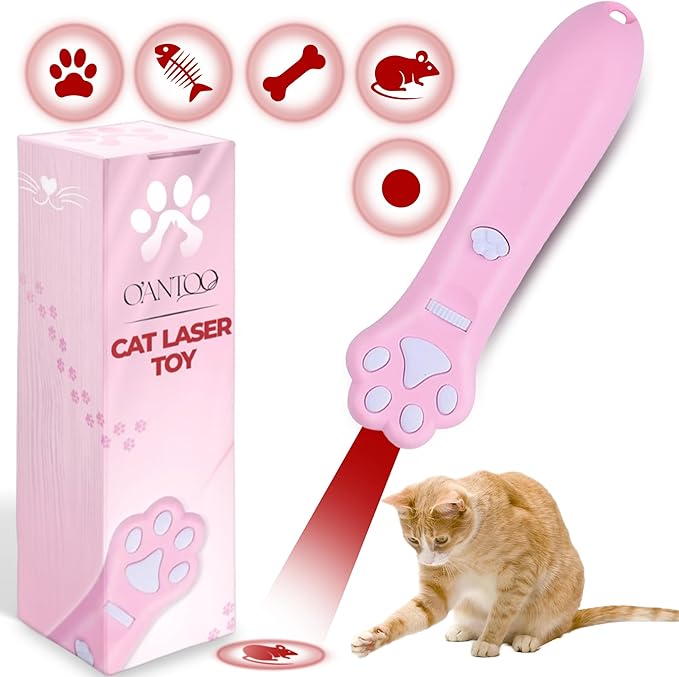 O'ANTOO Cat Toy - Dog Toy | Wall Image Projector | Indoor Interactive Cat Toy with 5 Different Designs | Ideal for Dog, Cat, Kitten, Puppy (Pink)