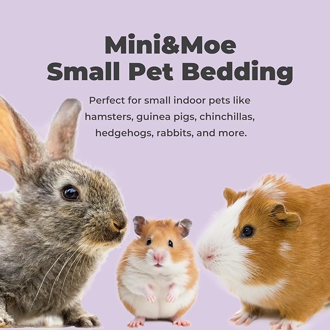 mini&moe Small Animal Paper Pellet Bedding: Odor & Moisture Absorbent Natural Paper Pellet Bedding - for Guinea Pigs, Hamsters, and Rabbits, 3.96lb