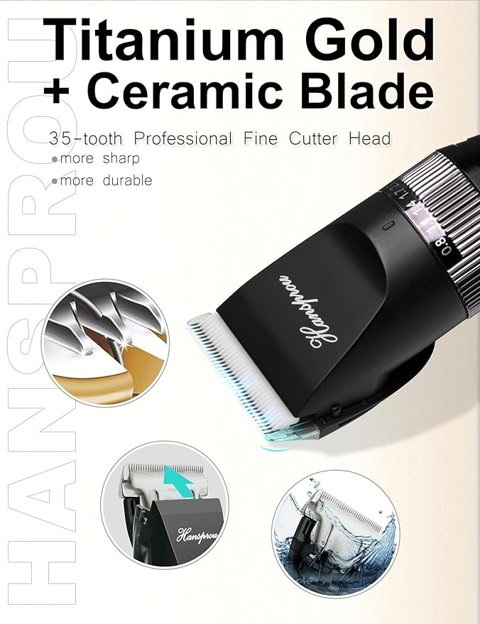 Dog Clippers for Grooming, 12V Professional Dog Clippers,Heavy Dutt Corded Pet Hair Trimmer Pet Trimmer for Thick Hair with Guard Combs Brush