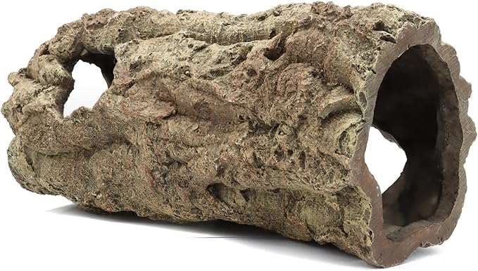 Reptile Terrarium Hideout Decor, Resin Wood Hide Decor for Reptiles, Fish, Amphibians, Small Animals (Large)