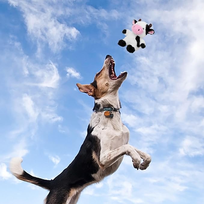 Blnboimrun Dog Toys Puppy Toys Interactive Dog Toys for Small Medium Large Dogs, Squeaky Dog Chew Toys to Keep Them Busy, Plush Dog Toy with Crinkle Paper Stuffed (Cow)