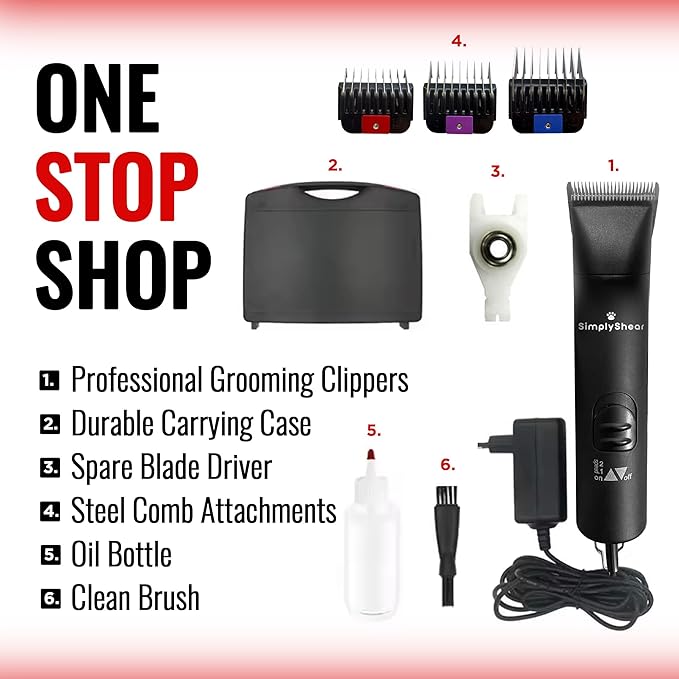 Premium Dog Clippers for Grooming, High-Performance 2-Speed Corded Shears, Quiet and Reliable Dog Grooming Kit