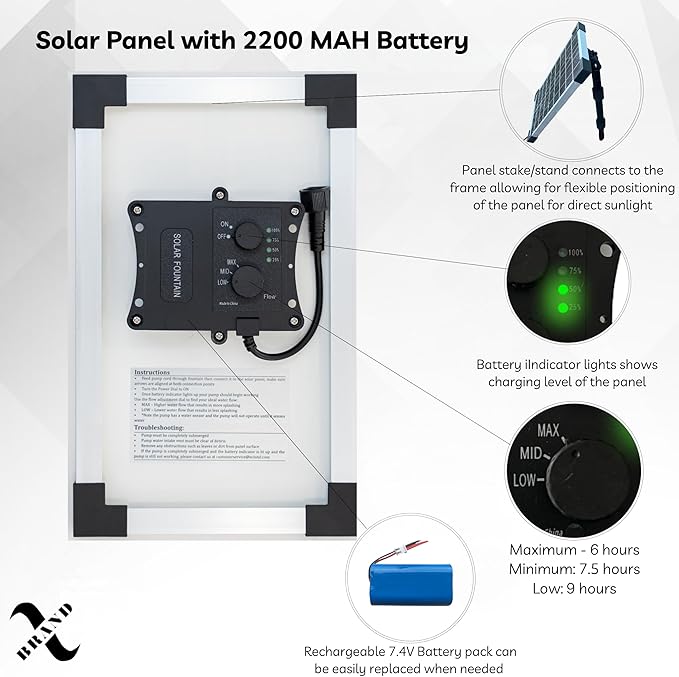 XBrand 36.2" 2-Tier Outdoor Freestanding Solar Water Fountain - Classic Design
