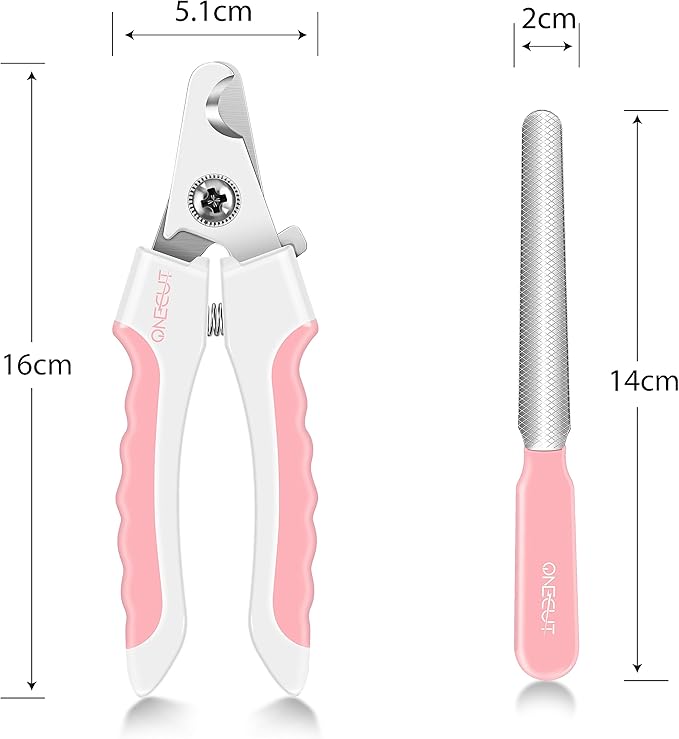 OneCut 6" Dog Nail Clippers for Small, Medium and Large Breed Professional Pet Nail Trimmers -Suitable for Cats, Rabbits and Guinea Pigs with Safety Guard to Avoid Over Cutting (Pink)