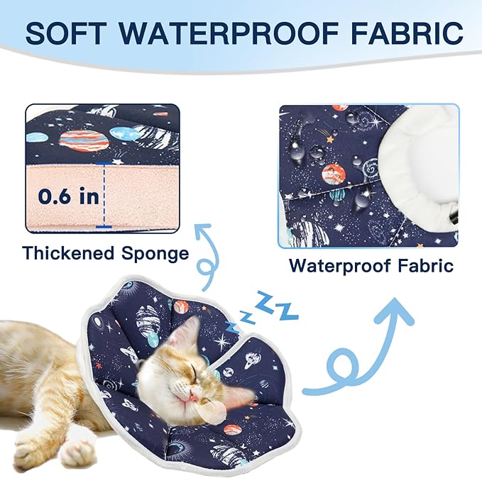 Cat Cone Collar Soft, Waterproof Cat Recovery Collar After Surgery, Adjustable Pet Donut Collar, Safety Elizabethan Collar to Prevent Licking Wounds for Kittens, Pet Cone Alternative