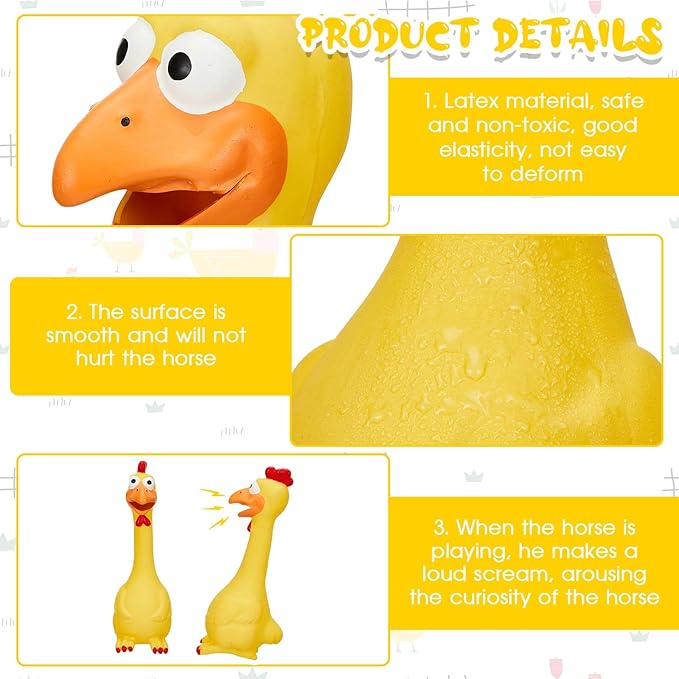 Hungdao 1 Pcs Horse Toys Latex Squeaky Squeeze Chicken Squeak Turkey Balls for Play Fake Screaming Chicken Toys for Horses Soccer Ball for Reduce Separation Anxiety Noise Maker (Yellow)