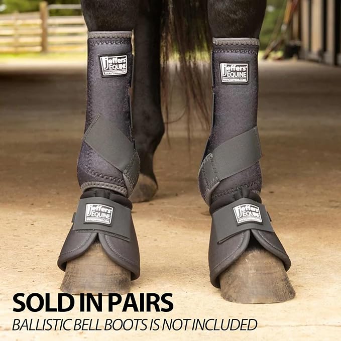 Jeffers Equine Protective Horse Boots 1 Pair Grey - Safe Neoprene Leg Guards & Comfortable Fit, Durable Strap Closures, Front & Hind Support, Equestrian Accessories for Travel & Riding - Small