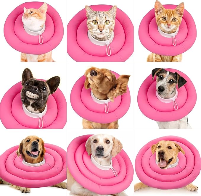IDOMIK Dog Recovery Collar, Waterproof Soft Dog Cone After Surgery, Comfy Protective Elizabethan Collar Alternative for Dogs Cats, Adjustable Pet Neck Donut Cone Anti-Licking Biting Wounds