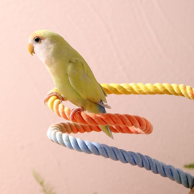 Multi-Color Rope Bird Perch Toys for Parrot Cage Stand, Climbing Swing Accessories for Cockatiel, Parakeets, Budgies, Lovebirds, Conures, Finches - 39.4 inch