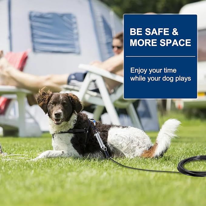 Snagle Paw Dog Leads for Yard 50FT-1000LBS Break Strength,Heavy Duty Tie Out Cable for Dogs with Swivel Lockable Hook & Spring,Chew Proof Dog Chain for Outside,Dog Run Cable for Medium Large Dogs