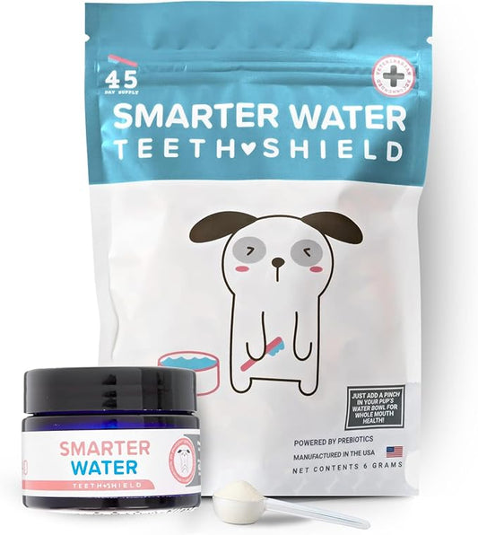 Dog Breath Freshener Powder for Water – Cat & Dog Dental Care Water Additive, Natural Plaque & Tartar Remover, Bad Breath Eliminator, Easy No-Brush Oral Hygiene – 45 Servings, Vet Recommended