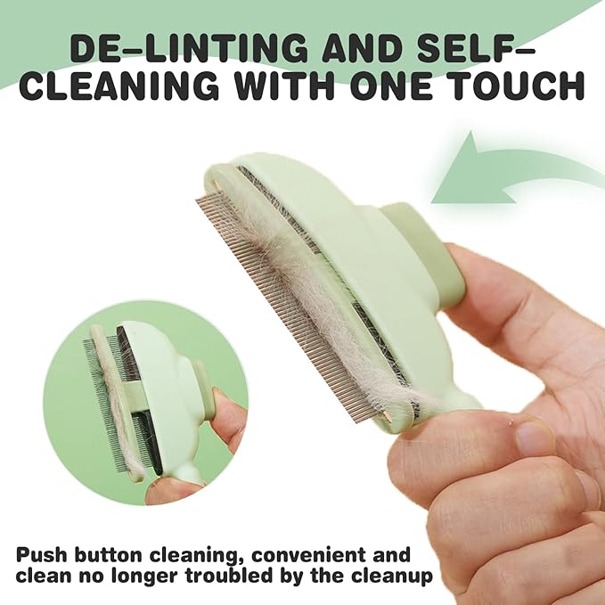 2PCS Flea Comb for Dogs & Cats,flea Comb for Cats with Release Button Self-Cleaning,lice comb for Shedding Pet Hair