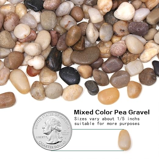 Calofulston 5lb Drainage Rocks for Potted Plants, 1/5 Inch Small Pebbles for Plants, Aquarium, Fish Tank, Terrarium, Succulent, Vases, Decorative Pea Gravel for Plants, Mixed Color
