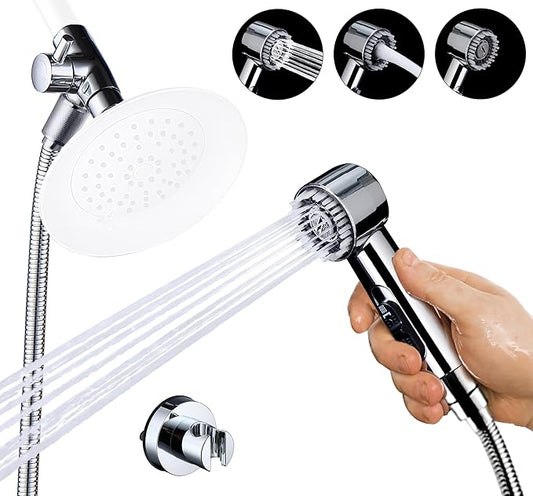 3 Mode Dog Shower Attachment, High Pressure Handheld Sprayer with ON/OFF Switch, G1/2" Metal Shower Diverter, 118 Inches Stainless Steel Hose, No Drill Hook, for Indoor and Outdoor Pet Bat