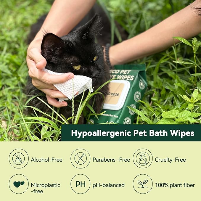 Pet Eye Wipes – 100 Count Unscented Tear Stain Remover | Natural Coconut Oil, Kakadu Plum, Cranberry, Provitamin B5 Formula | Gentle Eye Cleaning Pads for Discharge, Mucus & Saliva Stains