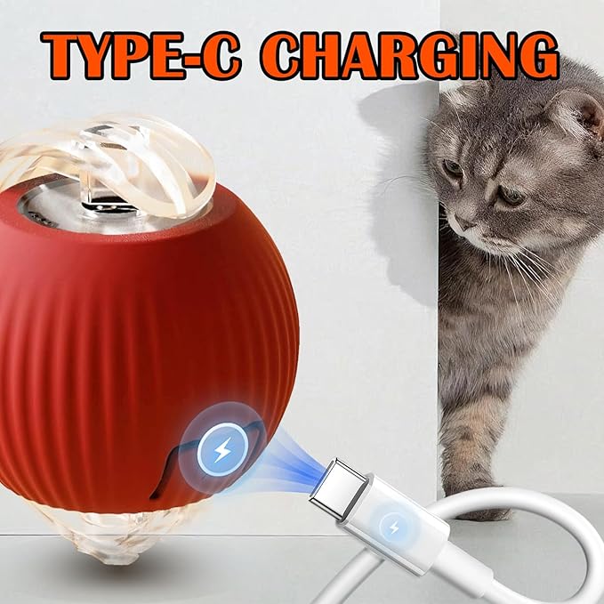 Cat Ball Toy,New Interactive Rolling Cats Dog Toy Balls 360° Smart Automatic Rolling Pet Ball, Fast Moving Toy for Dog,Interactive Toys for Cats (Blue)